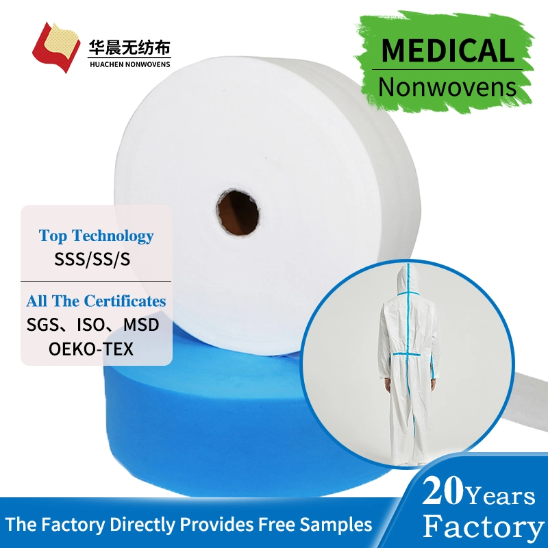 Medical Use Ss, SMS, SMMS Roll Packing PP Nonwoven Fabric Isolation Gown SMS